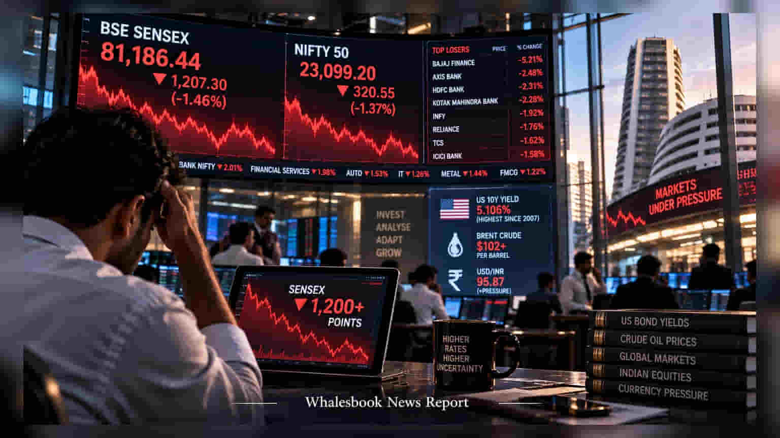 Sensex Plunges 1,200 Points As US Bond Yields Hit 19-Year High