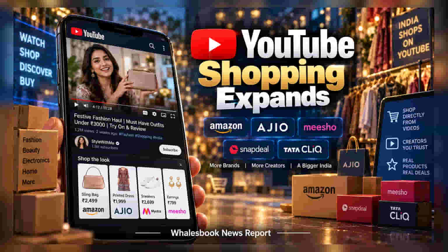 YouTube Scales India Shopping Network with Amazon, AJIO Tie-ups