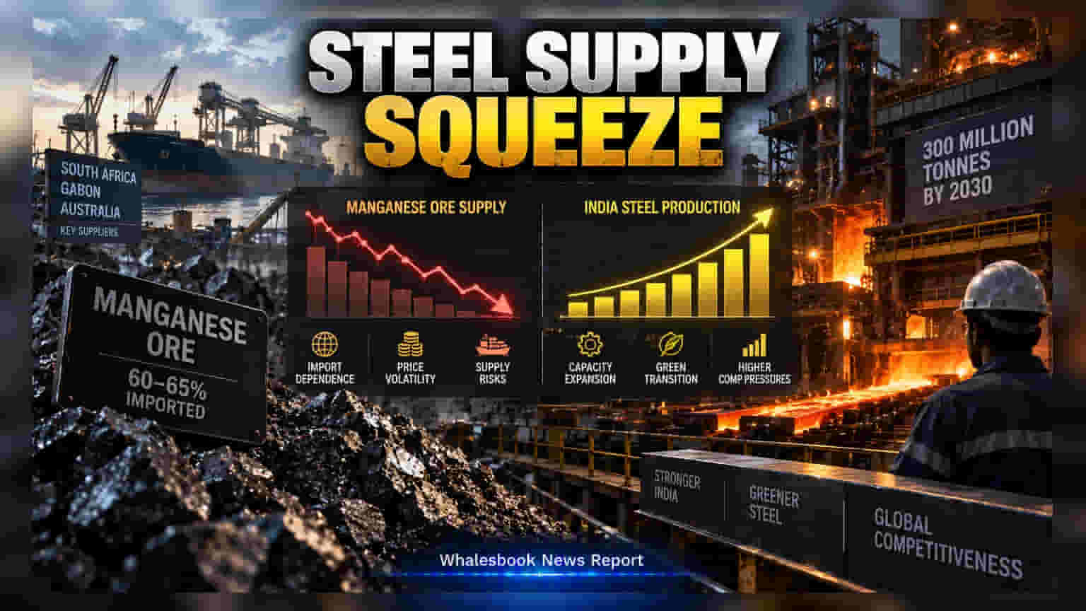 India Steel Sector Risks Manganese Shortage Amid 300 Mtpa Push