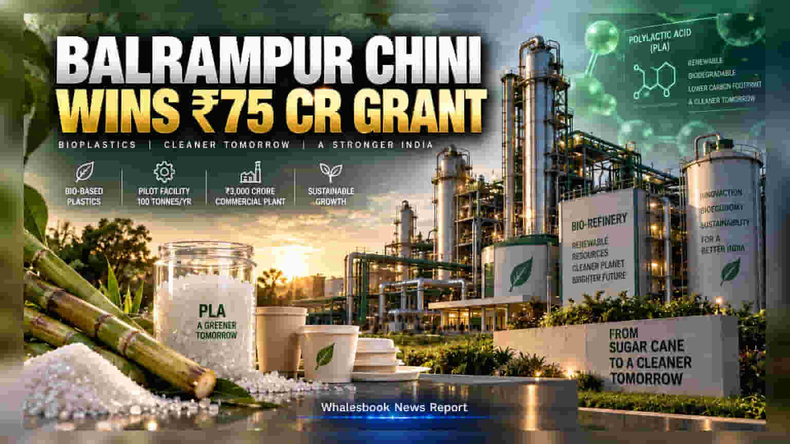 Balrampur Chini Wins ₹75 Crore Grant for PLA Bioplastic Plant