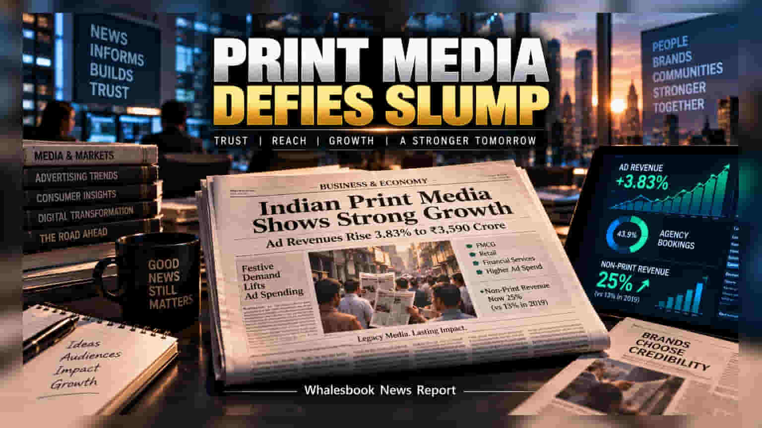 Indian Print Media Ad Revenue Rises 3.83% to ₹3,590 Crore