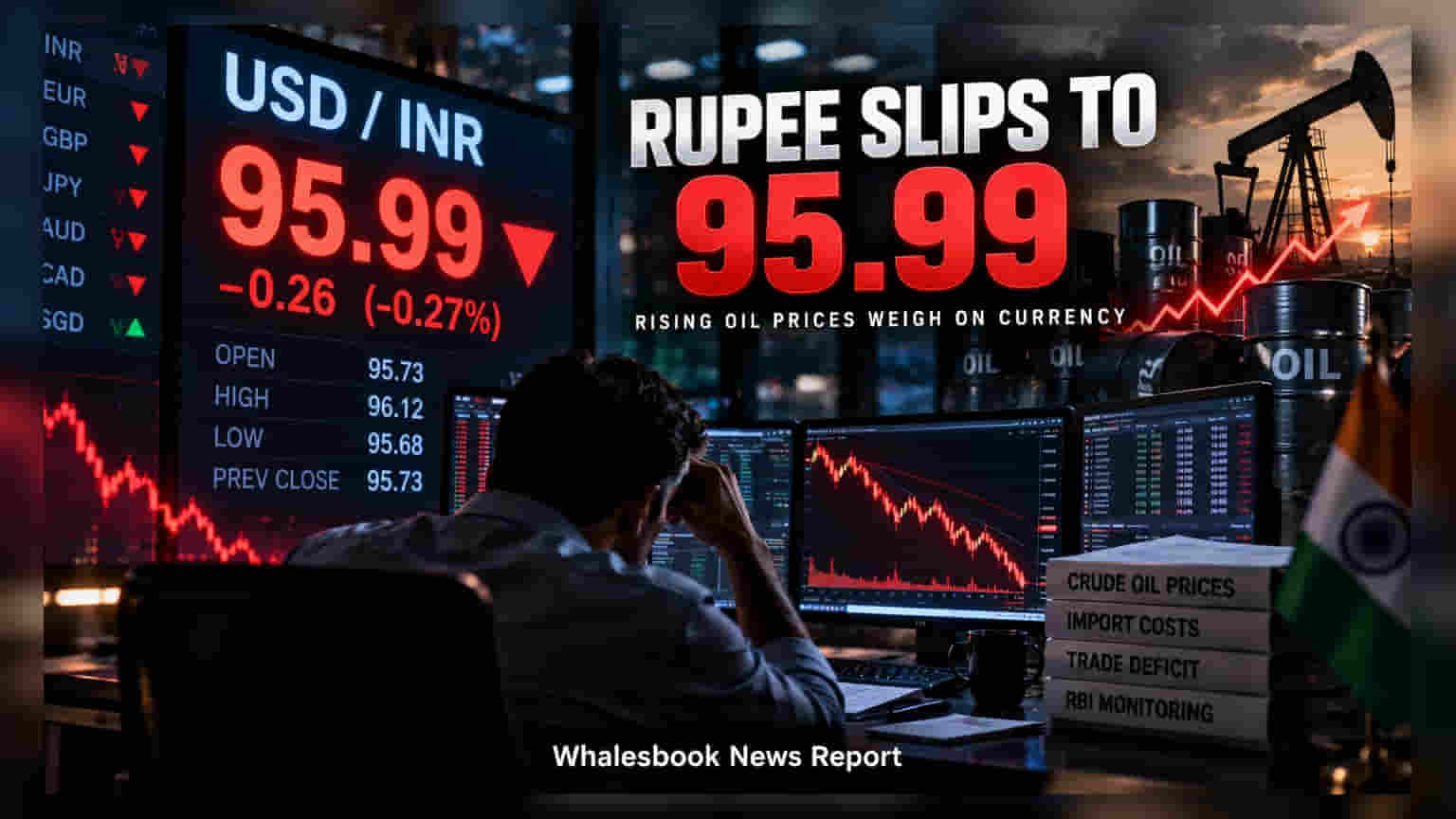 Indian Rupee Hits 95.99 Against Dollar As Oil Prices Rise