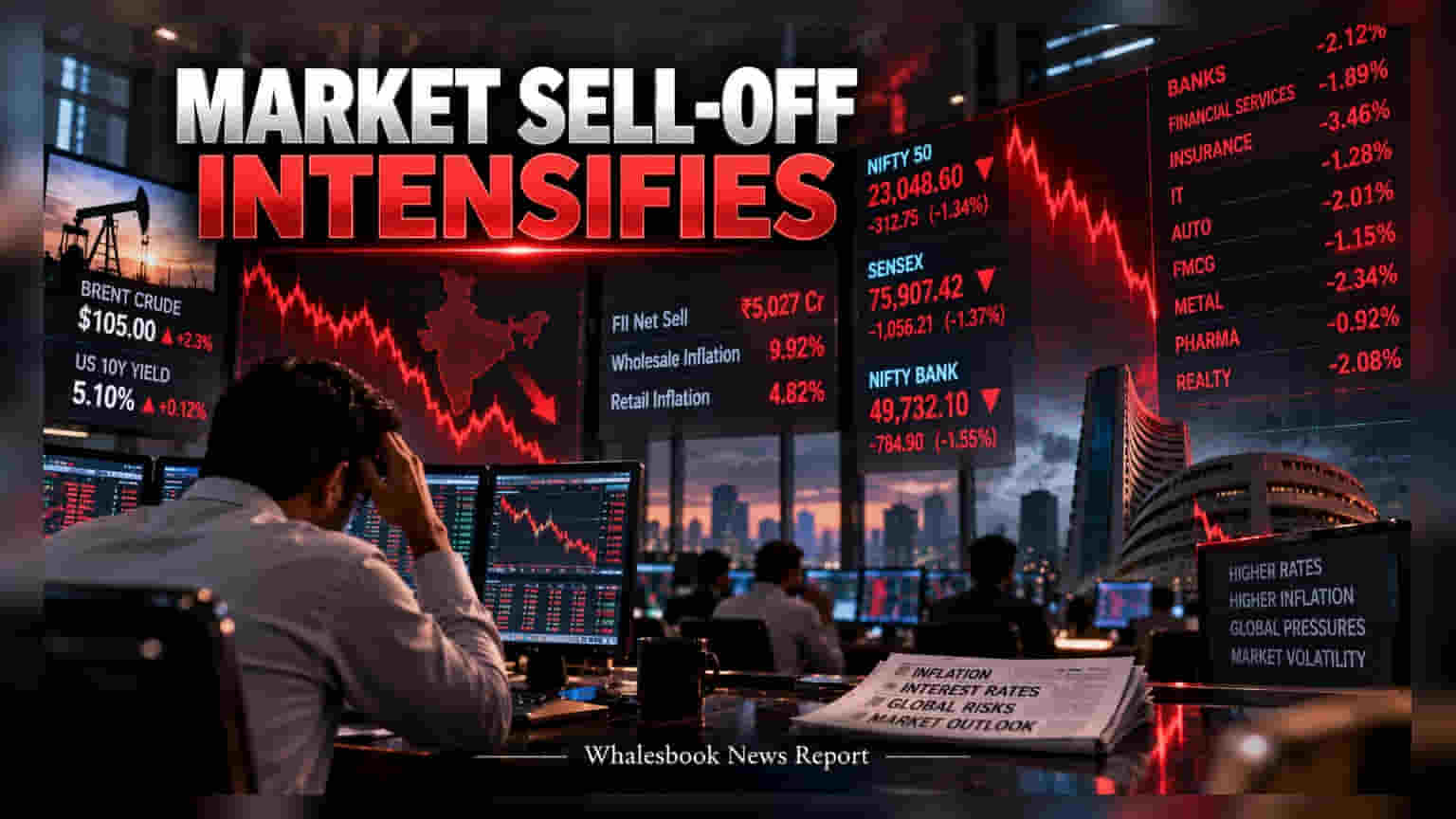 Indian Market Slips Amid Rising Crude Oil and FII Outflows