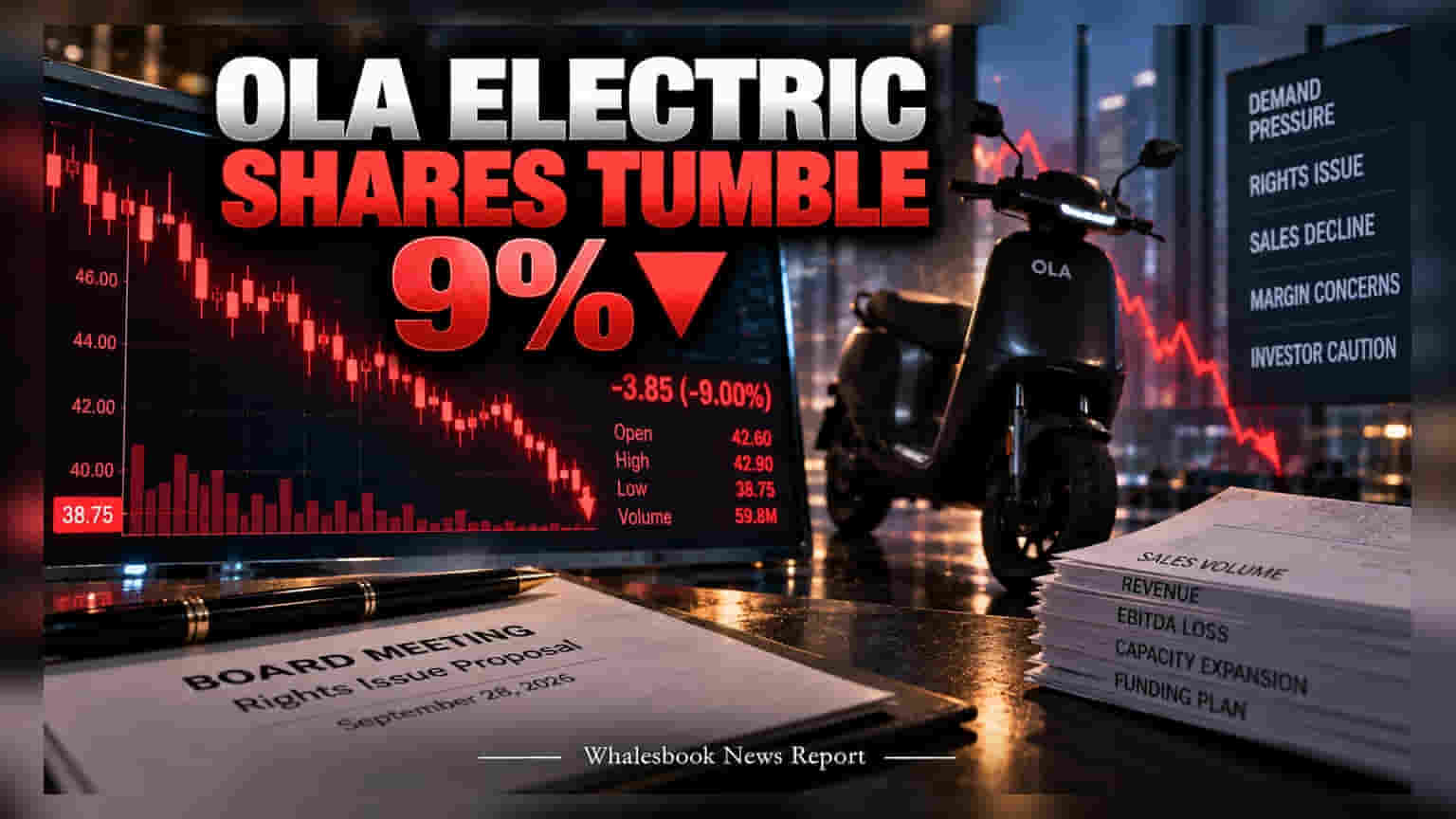 Ola Electric: రైట్స్ ఇష్యూ భయాలతో కుప్పకూలిన షేర్.. ఒక్కరోజే **9%** పతనం!