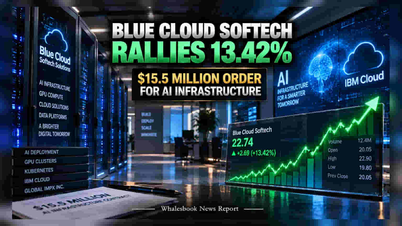 Blue Cloud Softech ਦੇ ਸ਼ੇਅਰਾਂ 'ਚ ਜ਼ਬਰਦਸਤ ਤੇਜ਼ੀ, IBM ਨਾਲ ਮਿਲਿਆ **$15.5 ਮਿਲੀਅਨ** ਦਾ ਵੱਡਾ AI ਕੰਟਰੈਕਟ