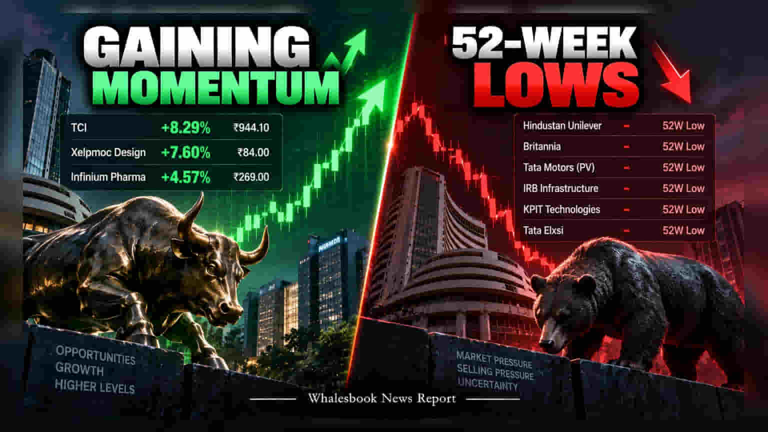 TCI, Xelpmoc Surge As Large-Caps Hit 52-Week Lows