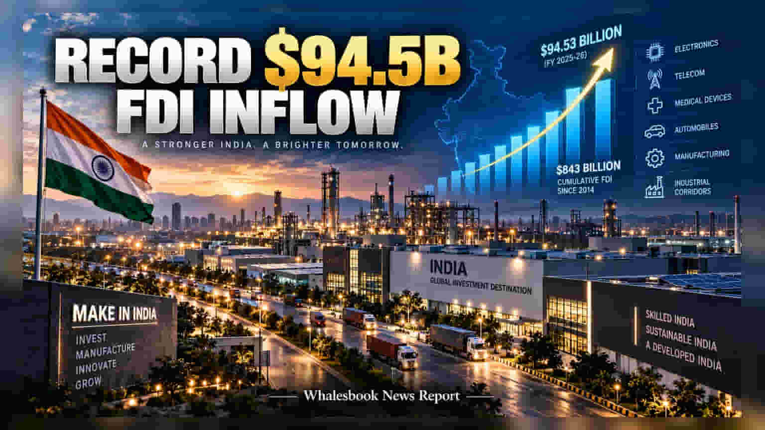 भारत बनतोय मॅन्युफॅक्चरिंग हब! FDI मध्ये विक्रमी **$94.5 अब्ज** ची मोठी भर