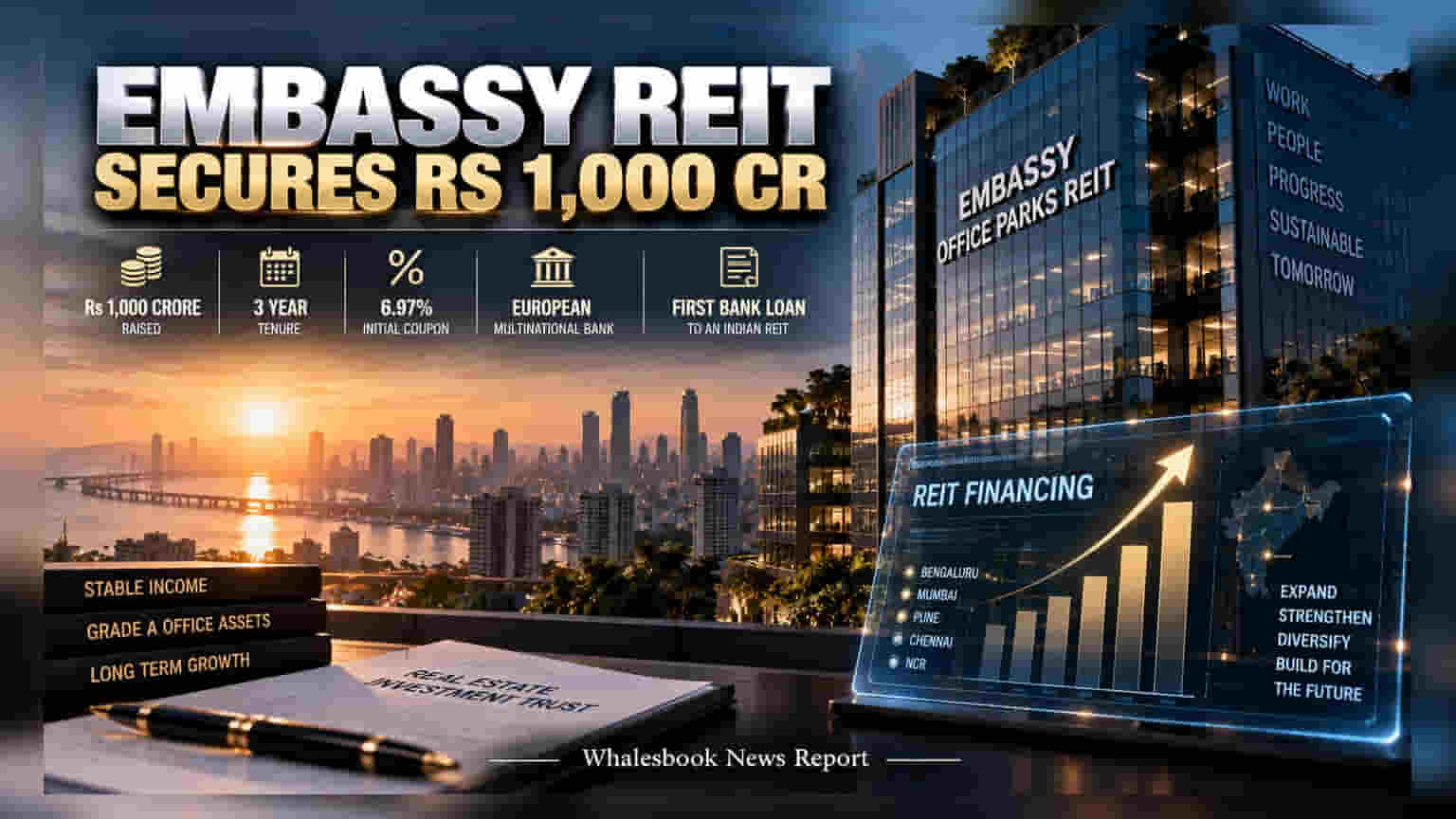 Embassy REIT: બેંકિંગ સેક્ટરમાંથી મેળવ્યા **₹1,000 કરોડ**, નવા RBI નોર્મ્સનો ફાયદો ઉઠાવનાર પ્રથમ REIT