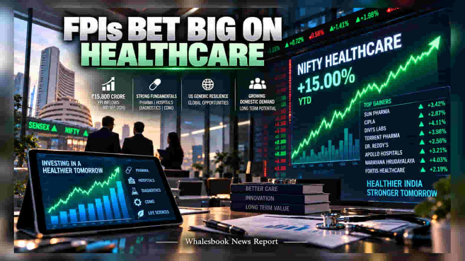 FPIs Invest ₹15,800 Crore Into Indian Healthcare Stocks