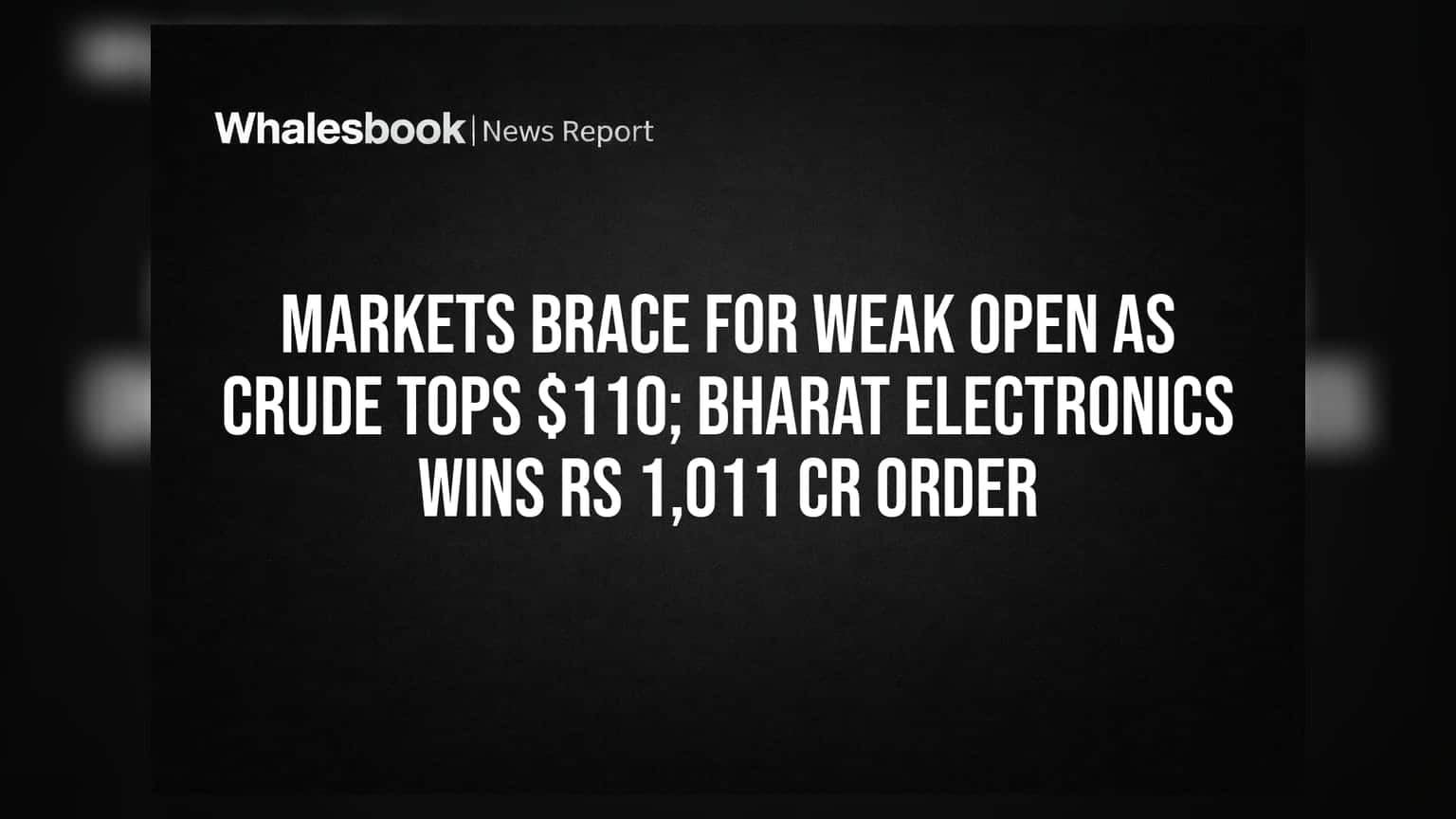 Stock Market Update: ਕੱਚੇ ਤੇਲ ਨੇ ਫੜੀ ਰਫ਼ਤਾਰ, ਮਾਰਕੀਟ 'ਤੇ ਦਬਾਅ; Bharat Electronics ਨੂੰ ਮਿਲਿਆ ਵੱਡਾ ਆਰਡਰ