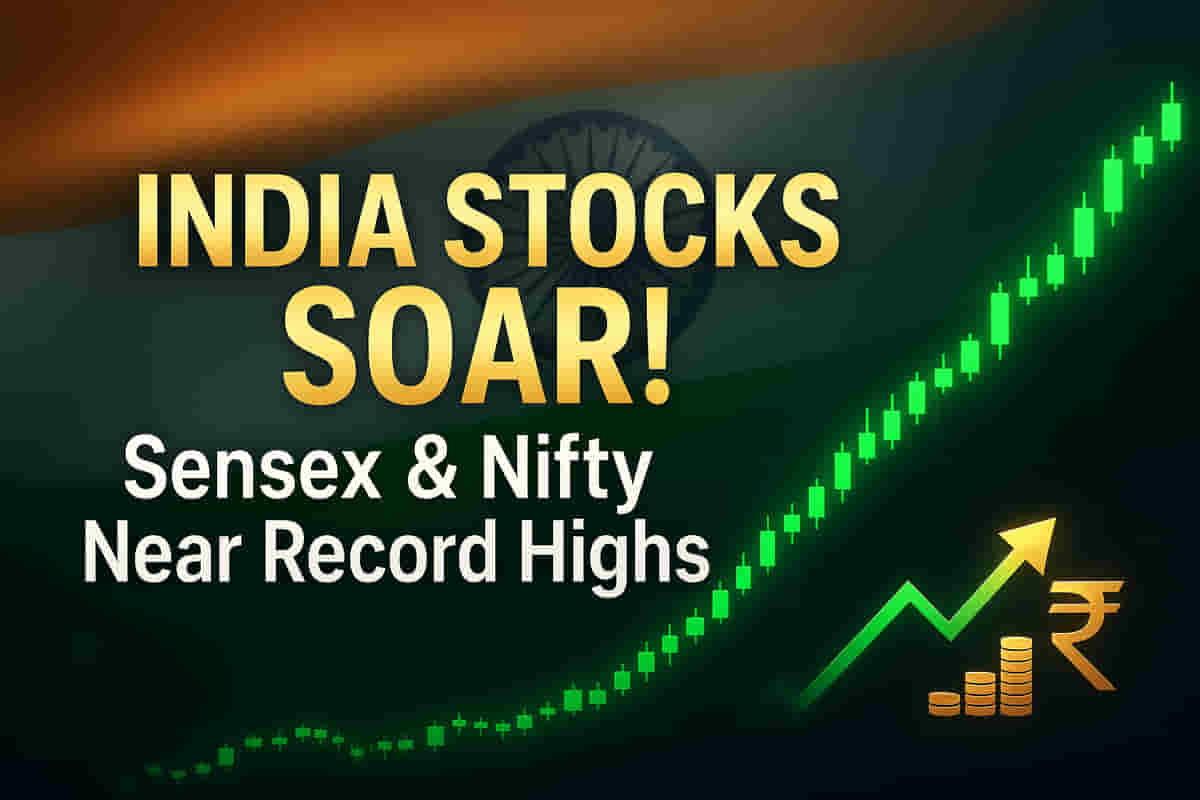 India Stocks Surge! Sensex & Nifty Near 52-Week Highs, Small Caps Explode on Gains!
