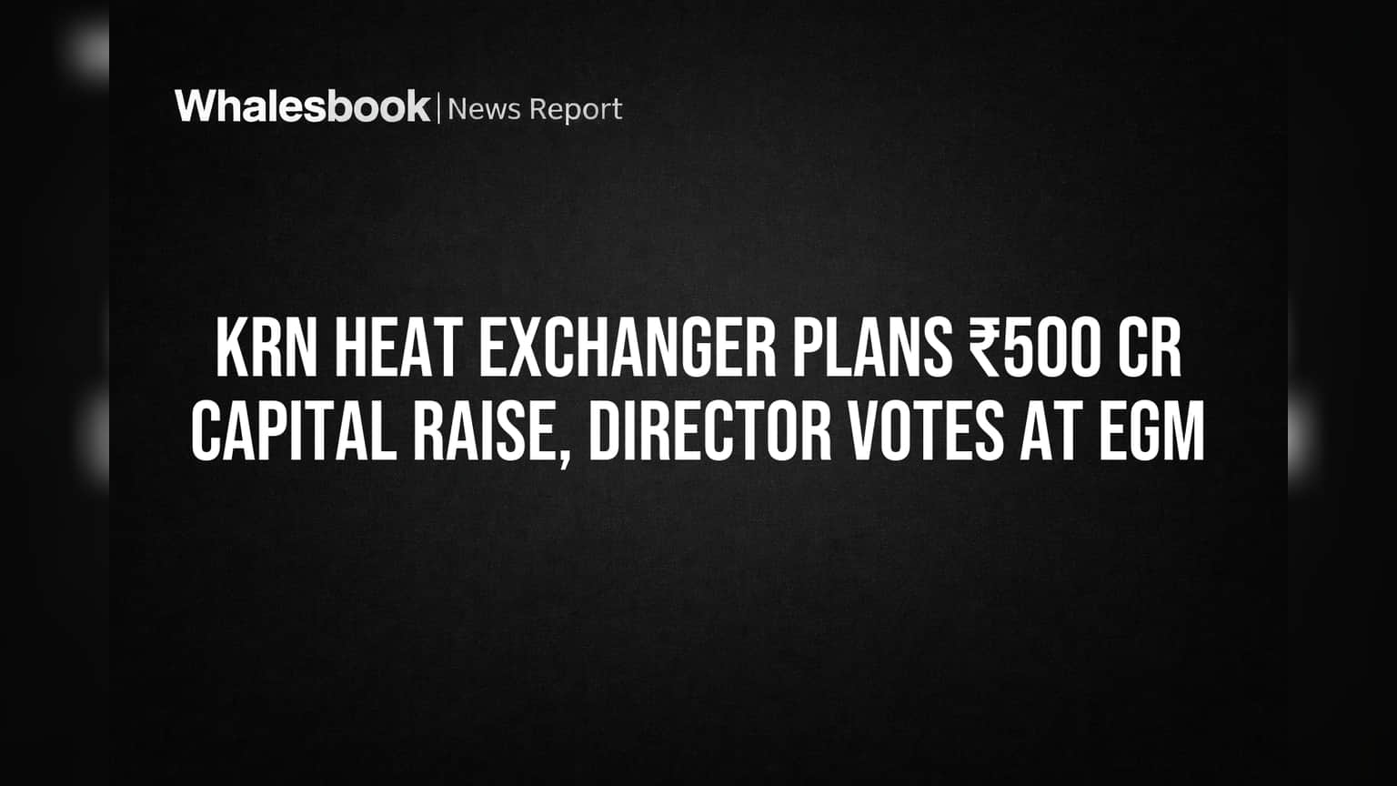 KRN Heat Exchanger Plans ₹500 Cr Capital Raise, Director Votes at EGM