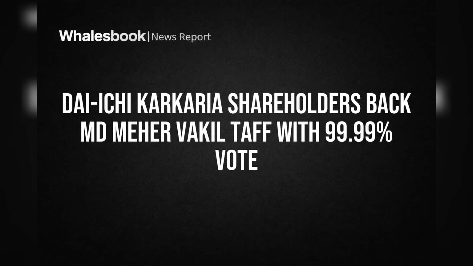 Dai-ichi Karkaria Share Price: जबरदस्त बहुमत! Meher Vakil Taff यांची MD पदी पुन्हा निवड, **99.9978%** ने शेअरहोल्डर्सचा विश्वास