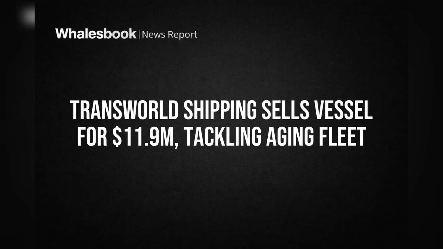 Transworld Shipping Sells Vessel for $11.9M, Tackling Aging Fleet