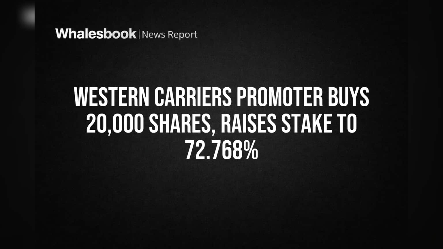 Western Carriers Share Price: ప్రమోటర్ కొనుగోలు.. లాక్-అప్ ఎక్స్పైరీ ముందు కీలక అడుగు!