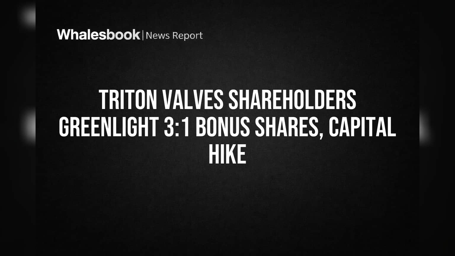 Triton Valves Shareholders Greenlight 3:1 Bonus Shares, Capital Hike