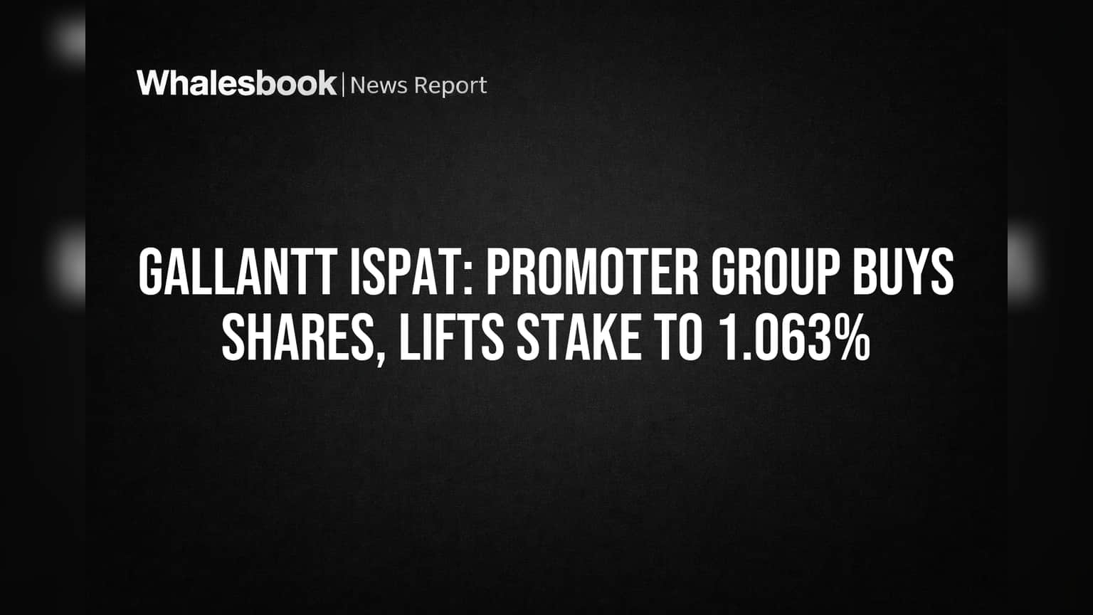 Gallantt Ispat: Promoter Group Buys Shares, Lifts Stake to 1.063%