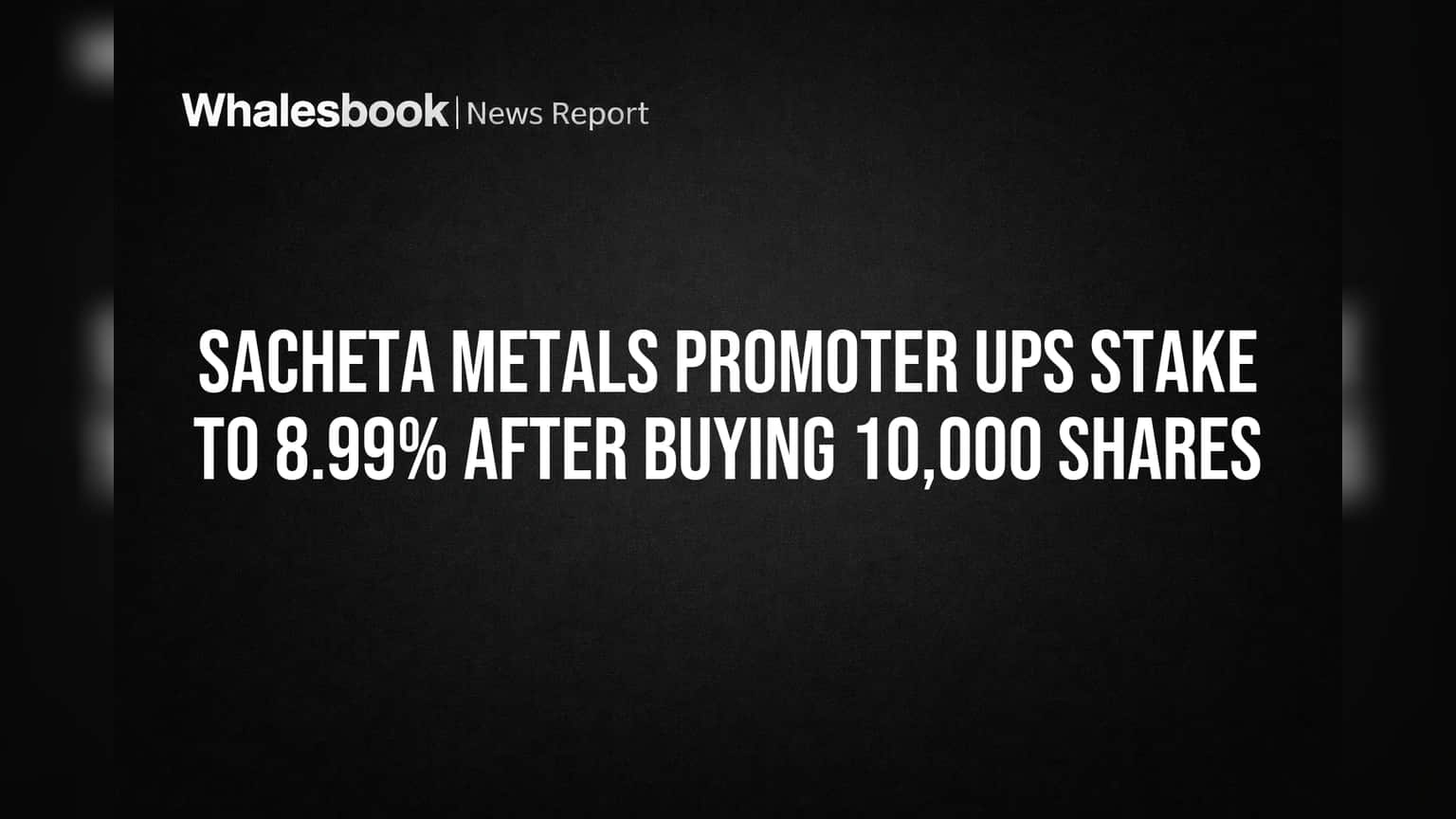 Sacheta Metals: प्रमोटरची हिस्सेदारी वाढली! ओपन मार्केटमध्ये केली 10,000 शेअर्सची खरेदी
