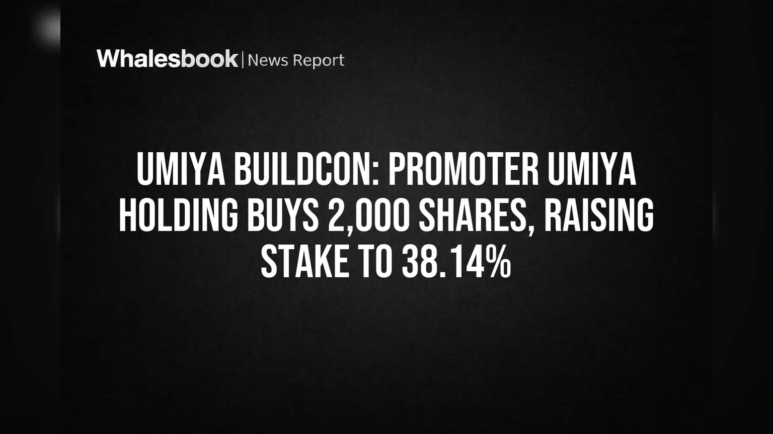 Umiya Buildcon Share: प्रवर्तक Umiya Holding ने वाढवली हिस्सेदारी, कंपनीवर वाढला विश्वास!
