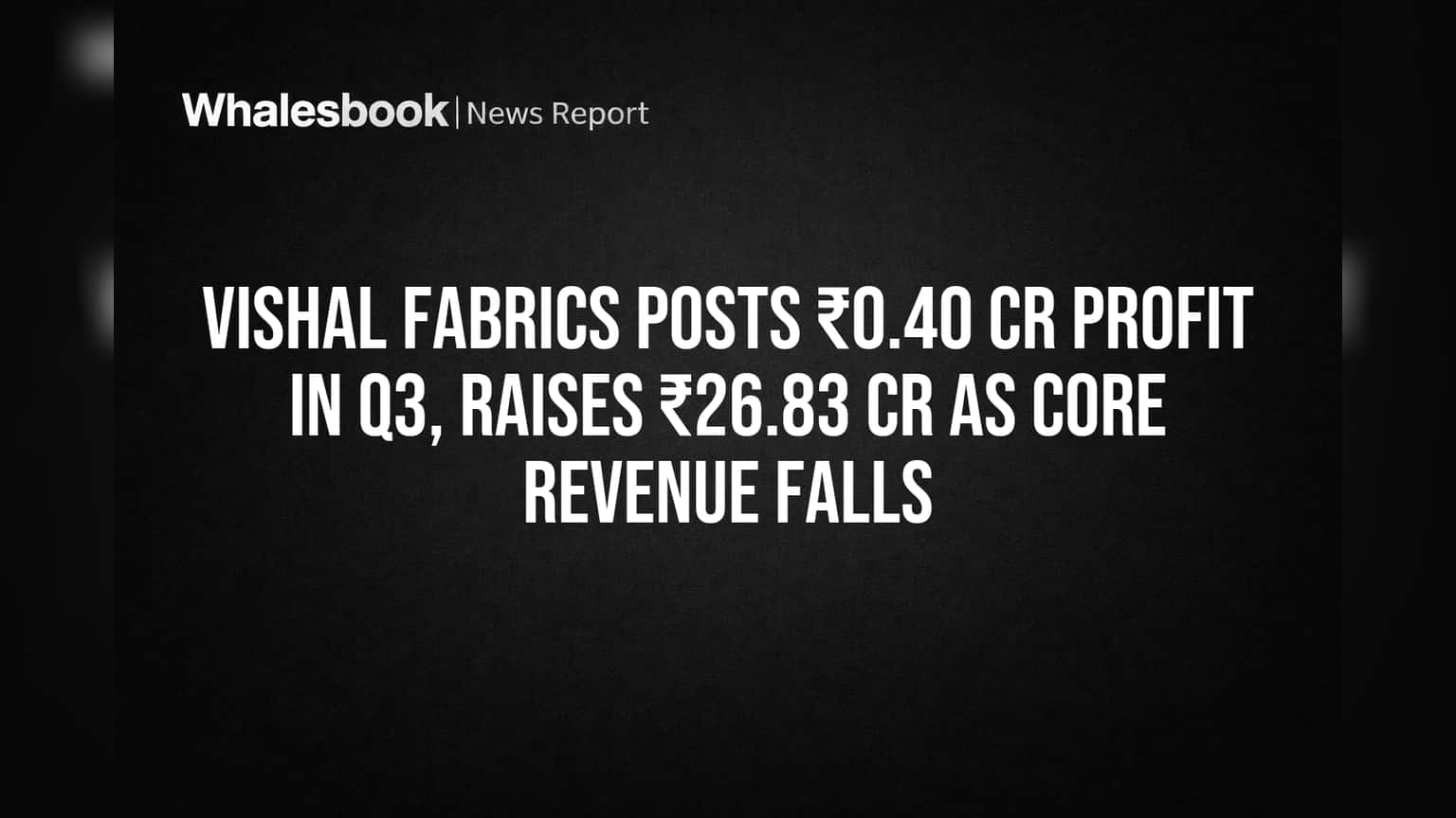 Vishal Fabrics Posts ₹0.40 Cr Profit in Q3, Raises ₹26.83 Cr as Core Revenue Falls