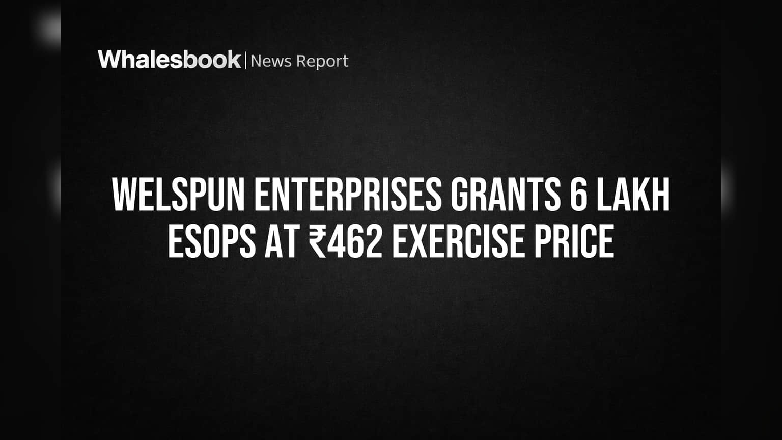 Welspun Enterprises Grants 6 Lakh ESOPs at ₹462 Exercise Price