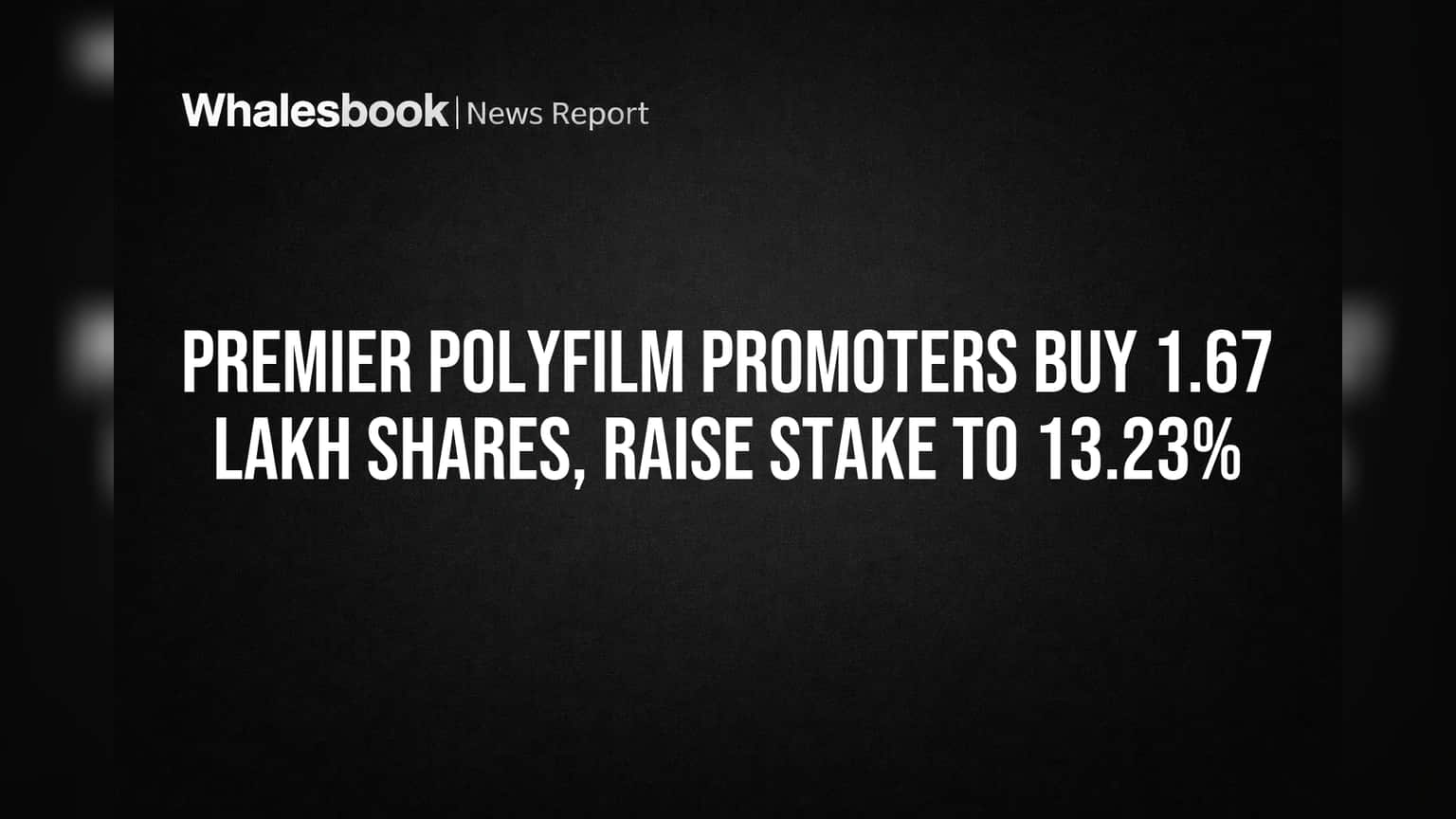 Premier Polyfilm Promoters Buy 1.67 Lakh Shares, Raise Stake to 13.23%