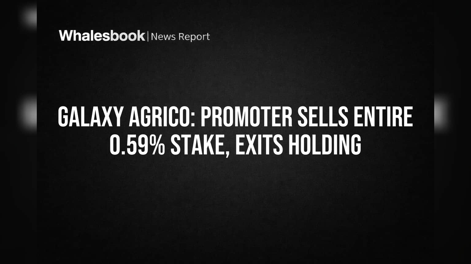 Galaxy Agrico: Promoter Sells Entire 0.59% Stake, Exits Holding
