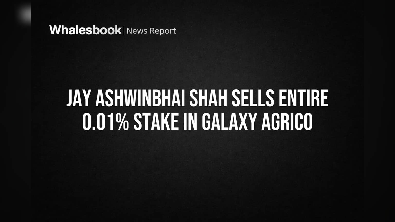 Jay Ashwinbhai Shah Sells Entire 0.01% Stake in Galaxy Agrico