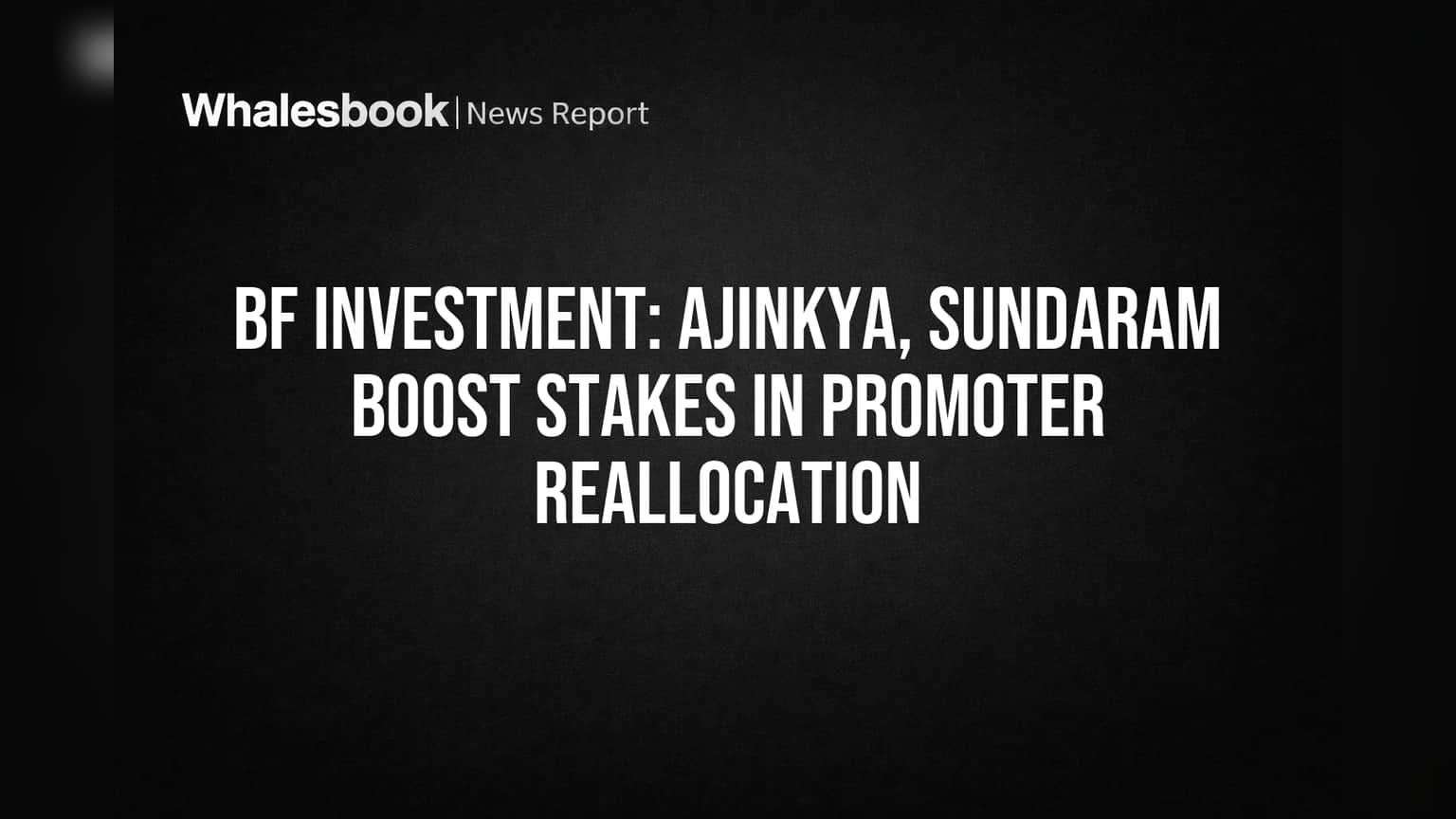 BF Investment: Ajinkya, Sundaram Boost Stakes in Promoter Reallocation