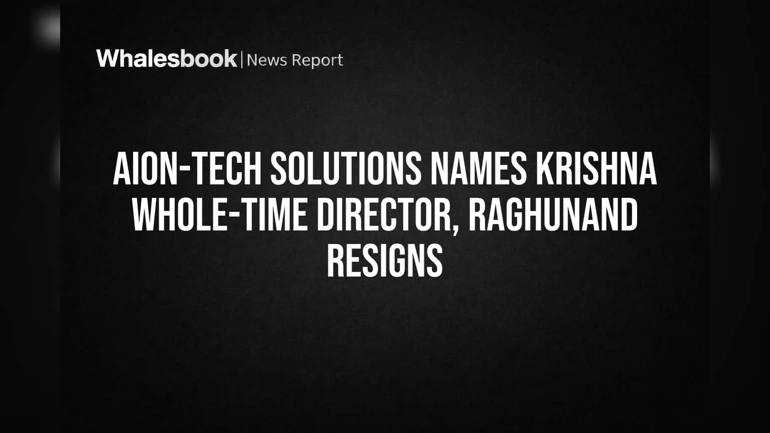 Aion-Tech Solutions Names Krishna Whole-time Director, Raghunand Resigns