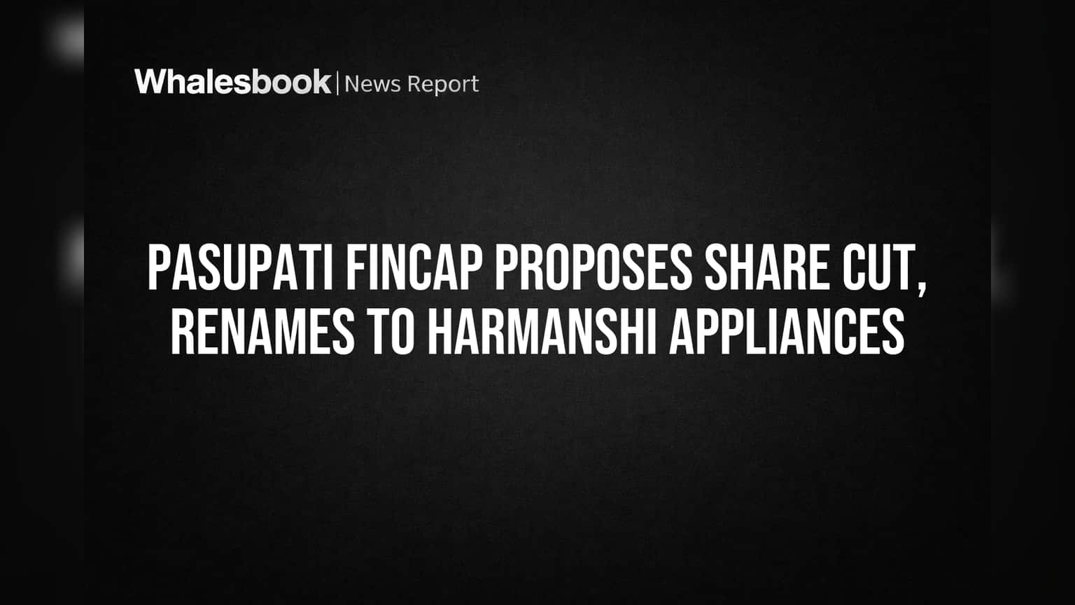 Pasupati Fincap Proposes Share Cut, Renames to Harmanshi Appliances
