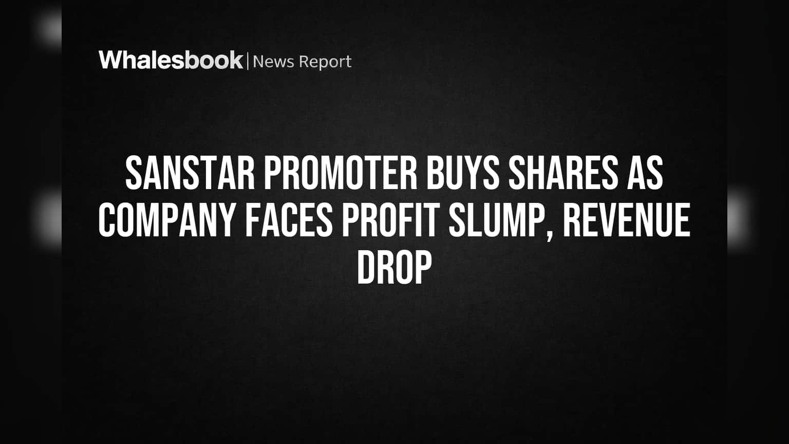 Sanstar Promoter Buys Shares as Company Faces Profit Slump, Revenue Drop
