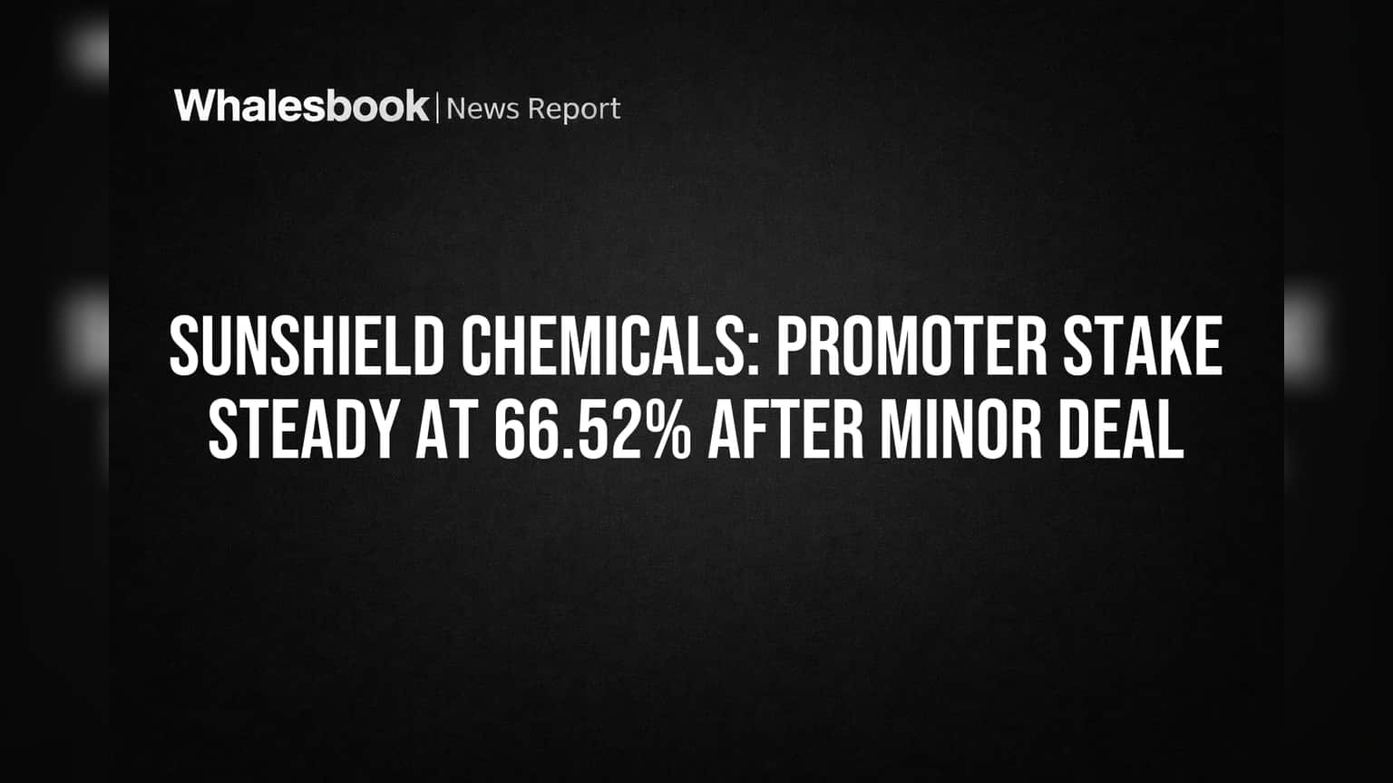 Sunshield Chemicals: प्रमोटर्सचा दबदबा कायम! शेअर होल्डिंग ६६.५२% वर स्थिर