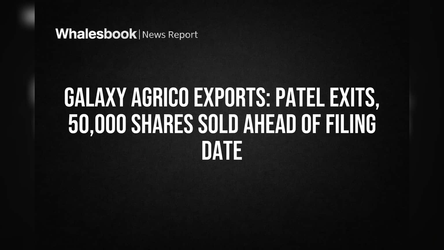 Galaxy Agrico Exports: મોટા રોકાણકાર બહાર નીકળ્યા! **50,000** શેર વેચાયા, ફાઈલિંગ પહેલાં ટ્રાન્ઝેક્શન?