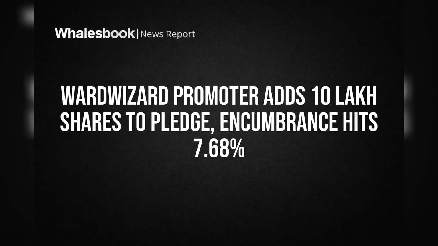 Wardwizard Promoter Adds 10 Lakh Shares to Pledge, Encumbrance Hits 7.68%