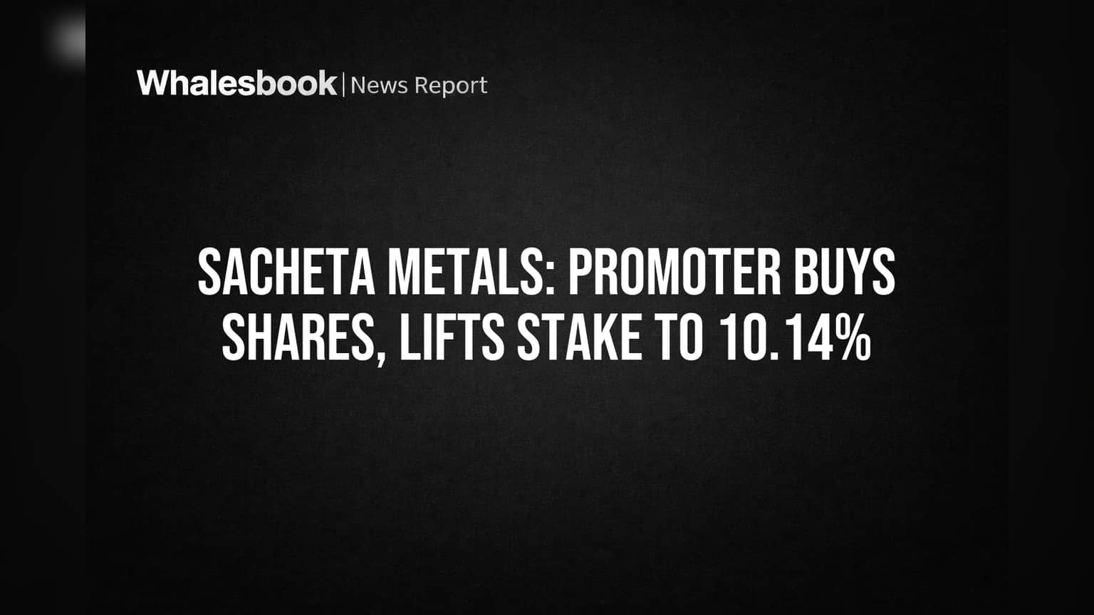 Sacheta Metals: Promoter Buys Shares, Lifts Stake to 10.14%
