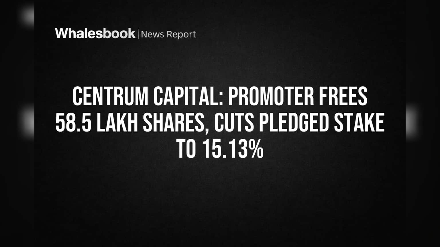 Centrum Capital: Promoter Frees 58.5 Lakh Shares, Cuts Pledged Stake to 15.13%