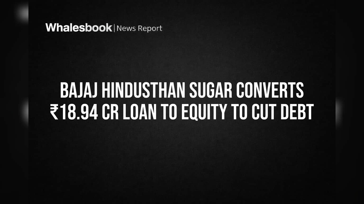 Bajaj Hindusthan Sugar Converts ₹18.94 Cr Loan to Equity to Cut Debt