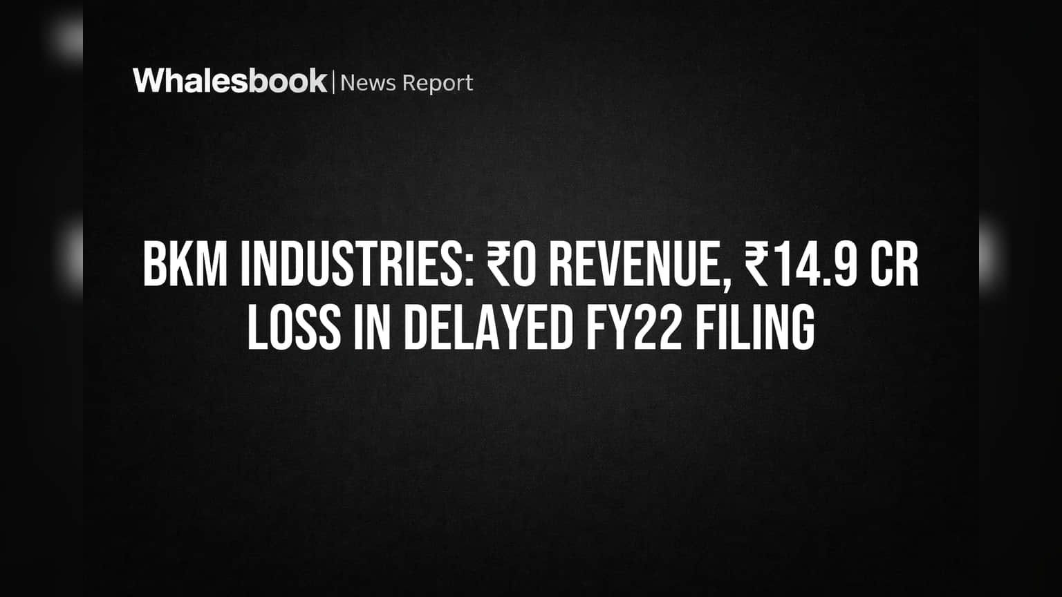 BKM Industries: ₹0 Revenue, ₹14.9 Cr Loss in Delayed FY22 Filing