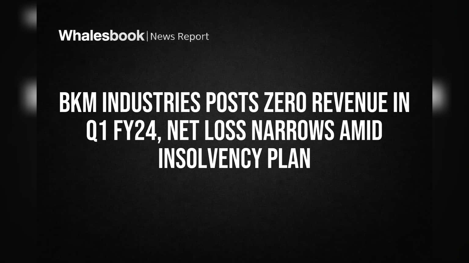 BKM Industries Posts Zero Revenue in Q1 FY24, Net Loss Narrows Amid Insolvency Plan