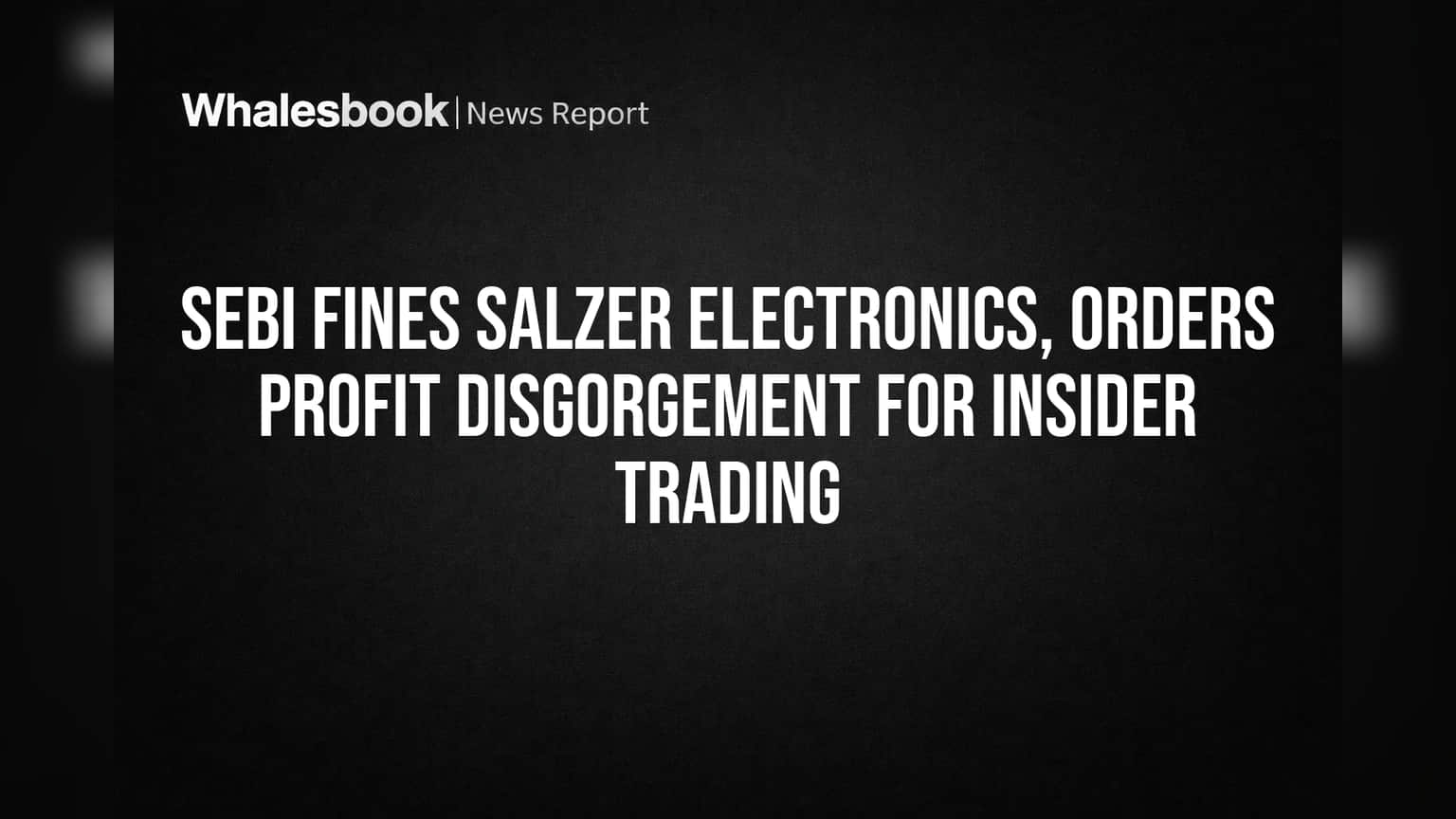 Salzer Electronics वर SEBI ची मोठी कारवाई! इनसायडर ट्रेडिंग प्रकरणी ₹3.55 लाखांचा नफा वसूल, ₹2.5 लाखांचा दंड