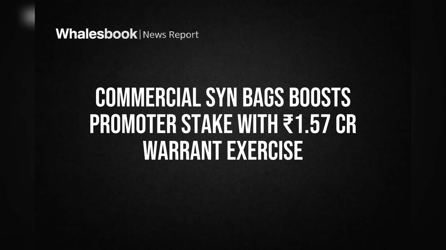 Commercial Syn Bags Share Price: प्रमोटर्सचा विश्वास वाढला! कंपनीतील हिस्सेदारीत मोठी वाढ