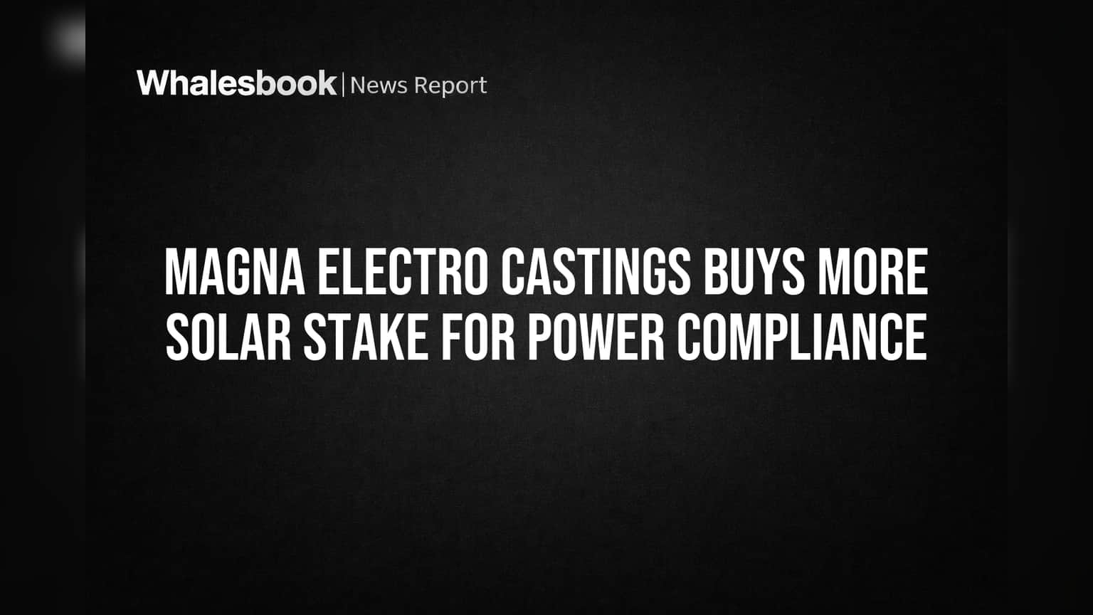 Magna Electro Castings Limited: वीज नियमांचे पालन करण्यासाठी सौर ऊर्जा व्यवसायात मोठी गुंतवणूक