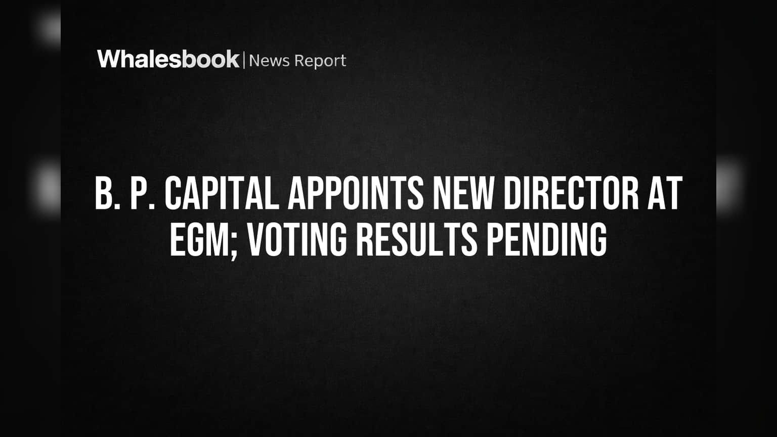 B.P. Capital चे संचालक मंडळ विस्तारले! EGM नंतर नवा चेहरा, मतदानाचे निकाल प्रलंबित