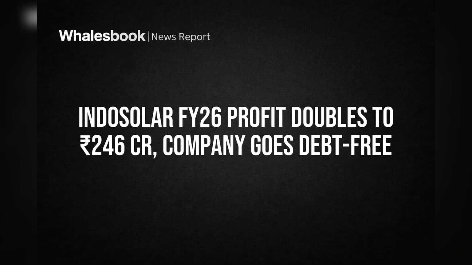 Indosolar FY26 Results: કંપનીનો નફો બમણો, બની દેવામુક્ત! રોકાણકારો માટે ખુશીના સમાચાર