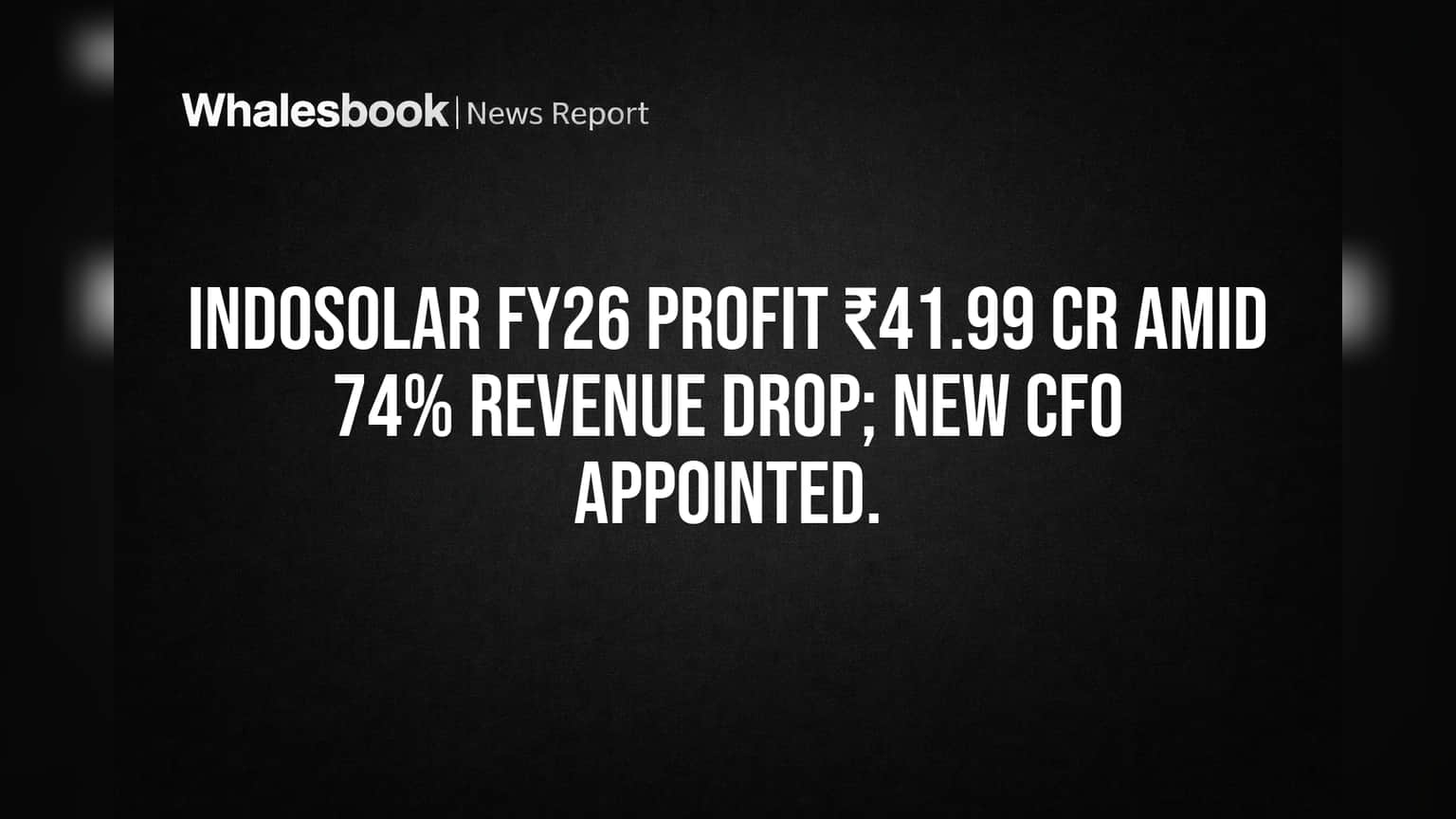 Indosolar FY26 Profit Holds Steady Amid Revenue Plunge; New CFO Named