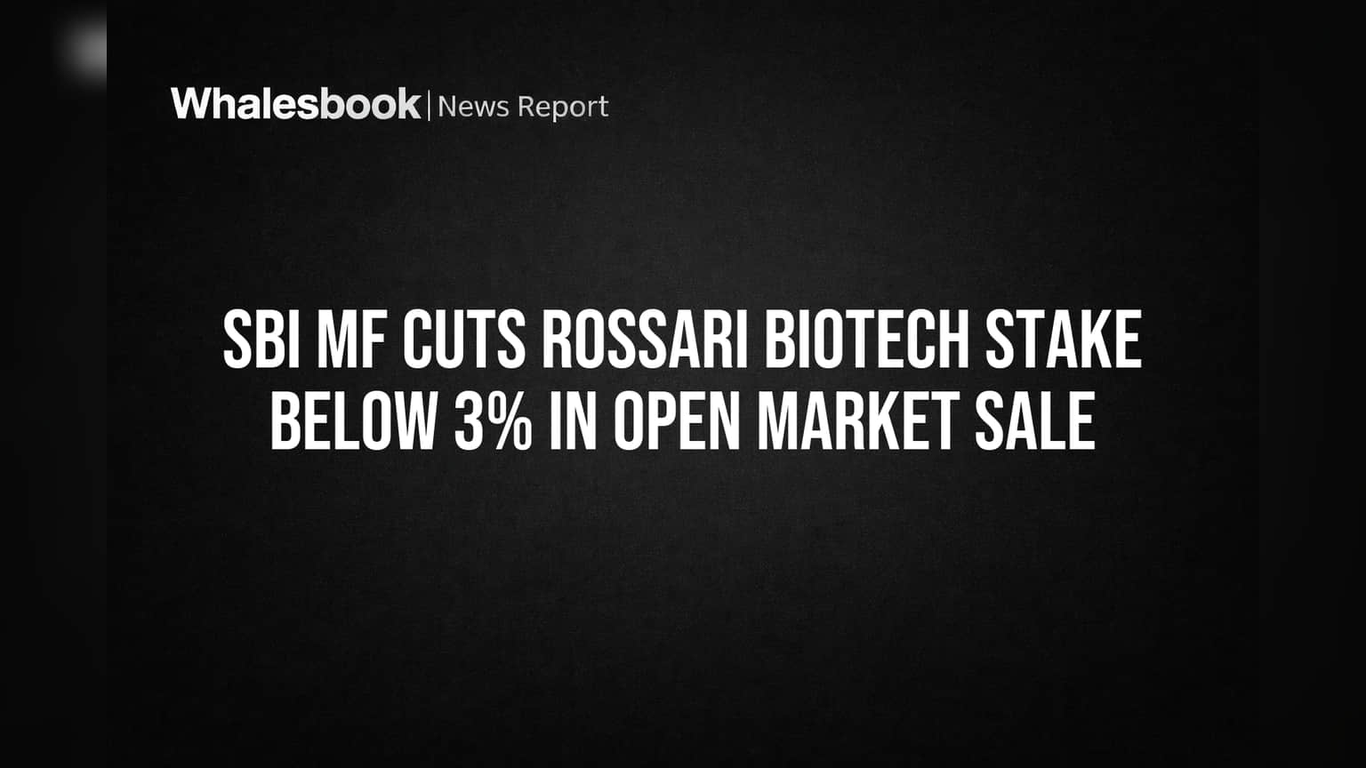 Rossari Biotech Share Price: SBI MF ने घटवली हिस्सेदारी; गुंतवणूकदारांमध्ये चिंतेचे वातावरण?