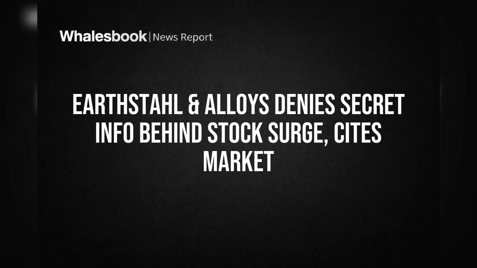 Earthstahl & Alloys Share Price: તેજી પાછળ 'ગુપ્ત માહિતી'નો કંપનીએ કર્યો ઈન્કાર, કહ્યું - 'ફક્ત બજારના પરિબળો'