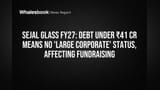 Sejal Glass FY27: Debt Under ₹41 Cr Means No 'Large Corporate' Status, Affecting Fundraising