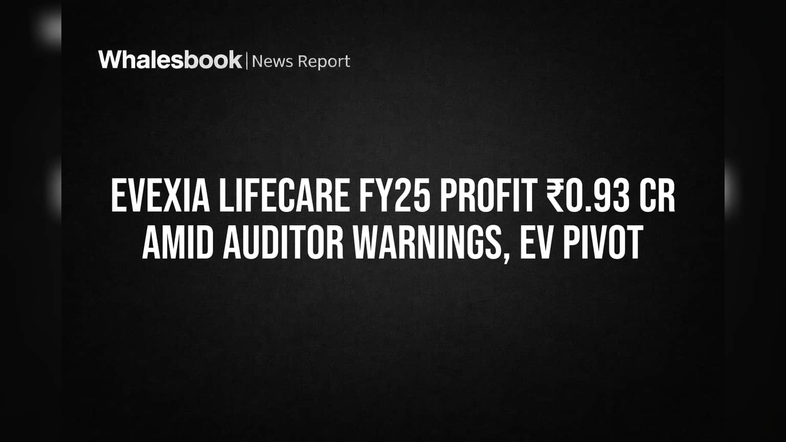 Evexia Lifecare FY25 Profit ₹0.93 Cr Amid Auditor Warnings, EV Pivot